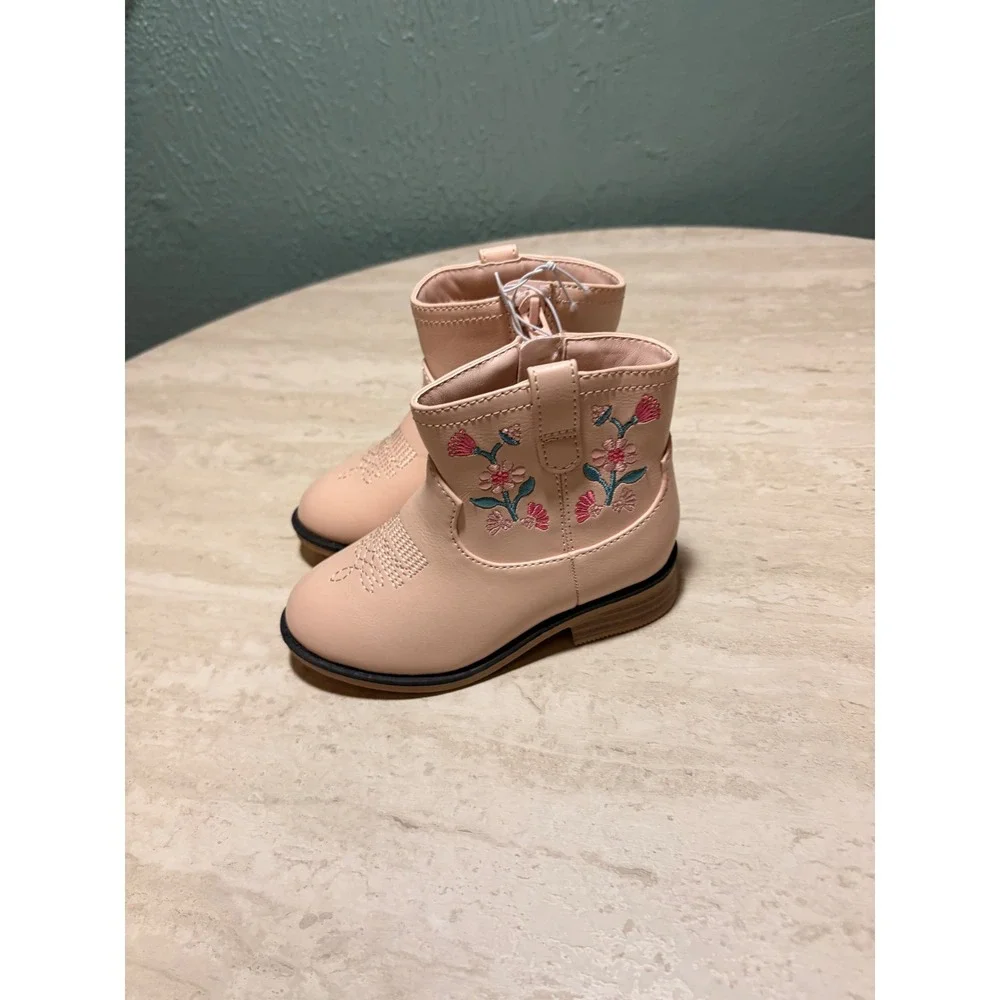 Cat & Jack Toddler Whitley Embroidered Western Cowboy Boots Blush Pink Size 8